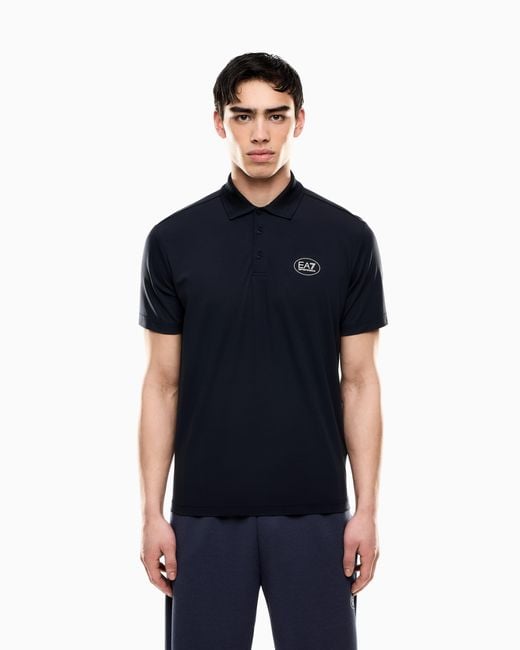 EA7 Tennis Club Jersey-Poloshirt Aus Viskose-Mischung in Blue für Herren