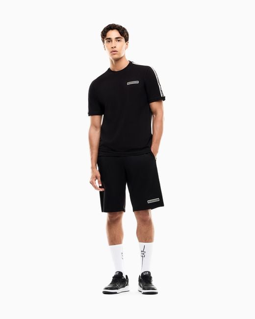 EA7 Black T-Shirt Logo Series Regular Fit Cotton Jersey for men
