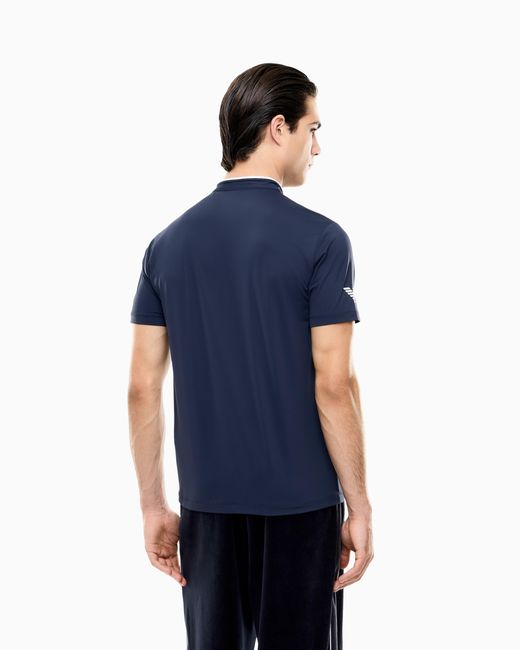 EA7 Blue Ventus7 Polo With Henley Collar Tennis Pro for men