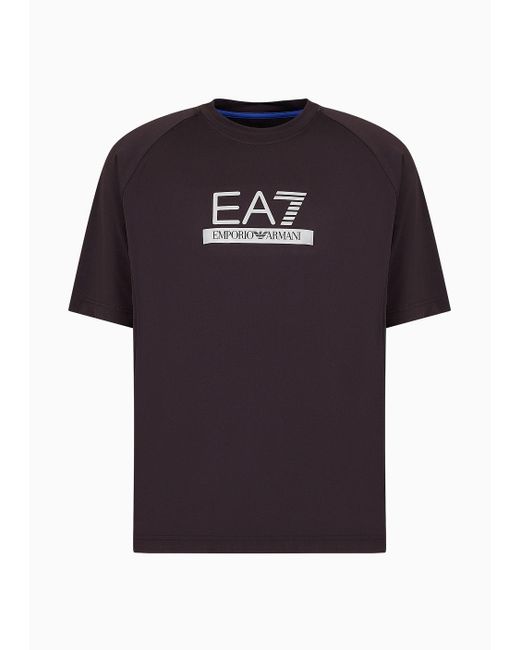 EA7 Black Relaxed Fit T-shirts for men