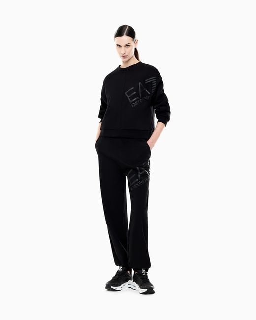 EA7 Black Logo Series Cotton Jersey Sweatshirt