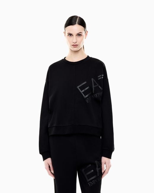 EA7 Black Logo Series Cotton Jersey Sweatshirt