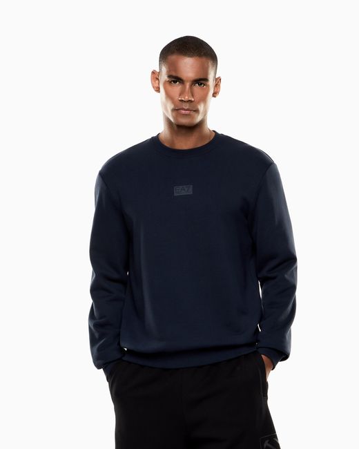 EA7 Blue Logo Series Cotton Crew-Neck Sweatshirt for men