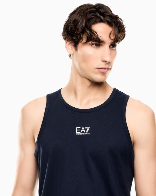 EA7 Blue Core Identity Cotton Jersey Tank Top for men