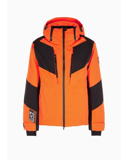 EA7 Orange Asv Technical Ski Jacket In Protectum7 Technical Fabric for men