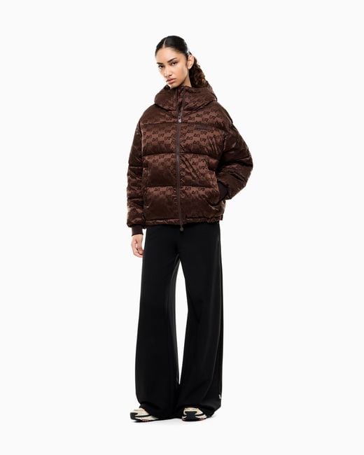 EA7 Brown Bomber Jacket Oversized With Extra Padding And Monogram