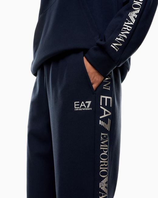 Tuta Con Cappuccio E Nastro Logato Tracksuit di EA7 in Blue