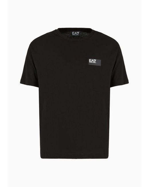 EA7 Black Visibility Cotton Crew-neck T-shirt for men