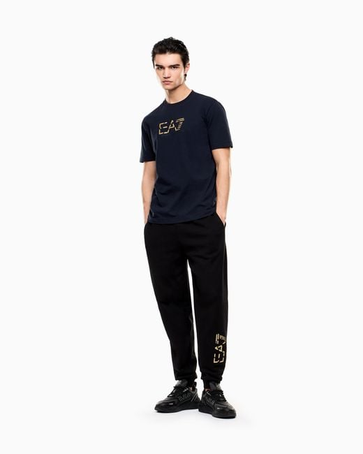 EA7 Blue Premium Label Cotton Jersey Crew-Neck T-Shirt for men