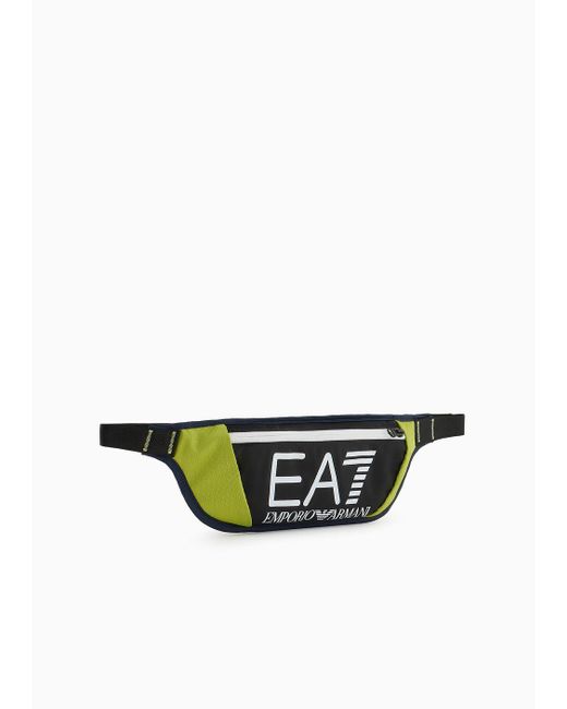 EA7 White Graphic Series Technical Fabric Running Belt Bag for men