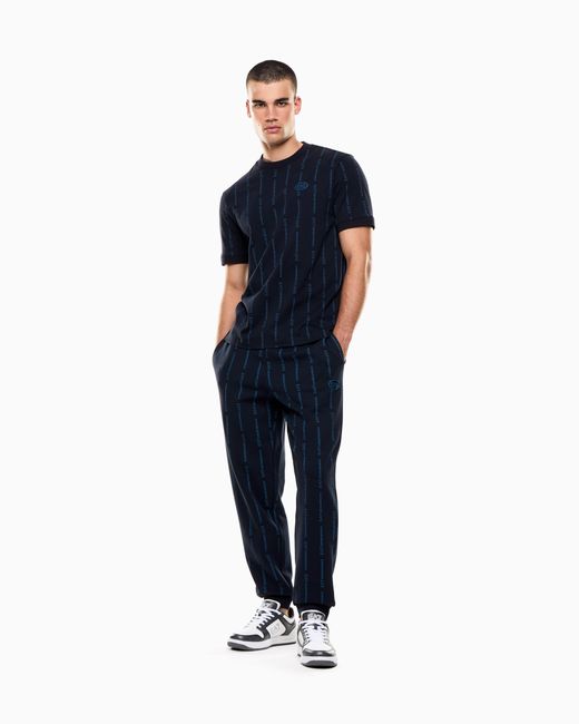 EA7 Blue Graphic Series Cotton-Blend Joggers for men
