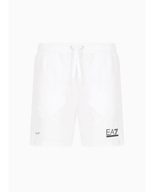 EA7 White Tennis Pro Shorts In Ventus7 Technical Fabric for men