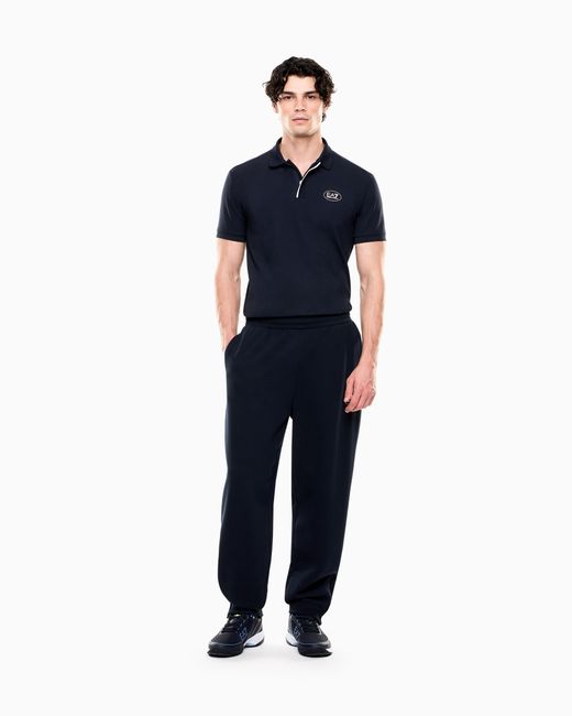EA7 Blue Tennis Club Stretch Cotton Piqué Polo Shirt for men