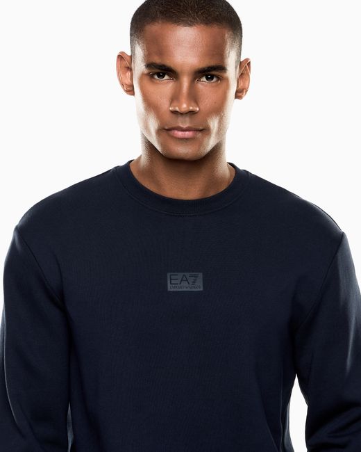EA7 Blue Logo Series Cotton Crew-Neck Sweatshirt for men