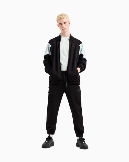 Felpa Con Zip 7 Lines di EA7 in Black da Uomo
