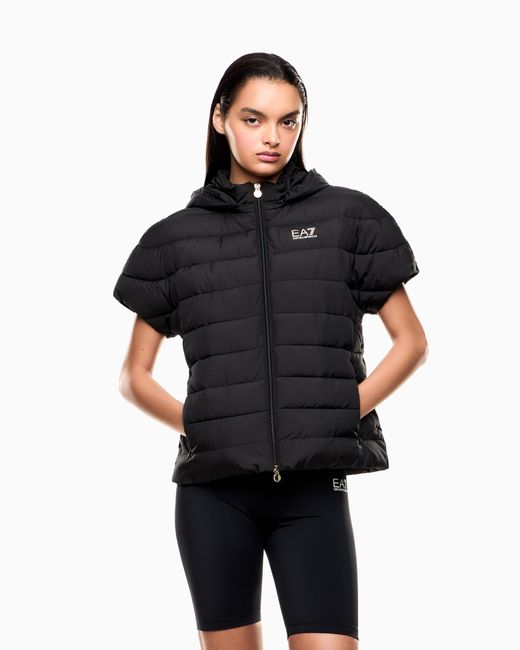 EA7 Black Bomber Jacket Core Lady Light Eco Padding Regular Fit