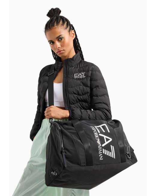 EA7 Black Technical-fabric Duffel Bag With Oversized Logo
