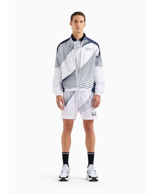 EA7 White Tennis Pro Polo Shirt In Ventus7 Technical Fabric for men