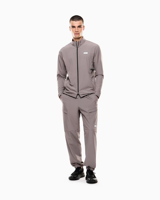 EA7 Brown Dynamic Athlete Zip-Up Sweatshirt for men