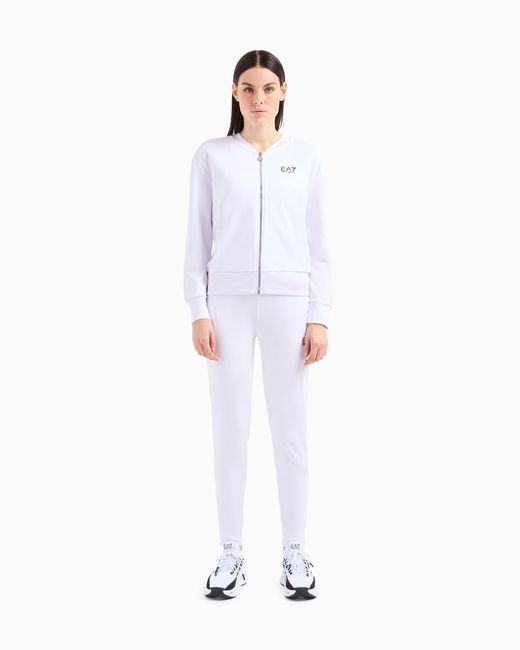EA7 White Ventus7 Track Suit With A Baseball Collar Tennis Pro