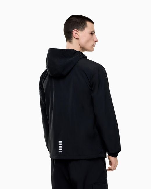 EA7 Black Core Identity Nylon Hooded Sweatshirt for men