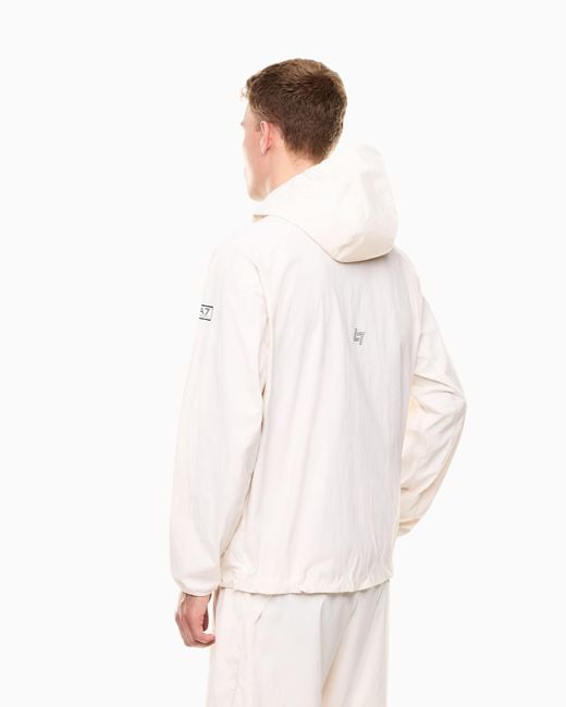 EA7 White Ventus7 Technical Fabric Hooded Sweatshirt for men
