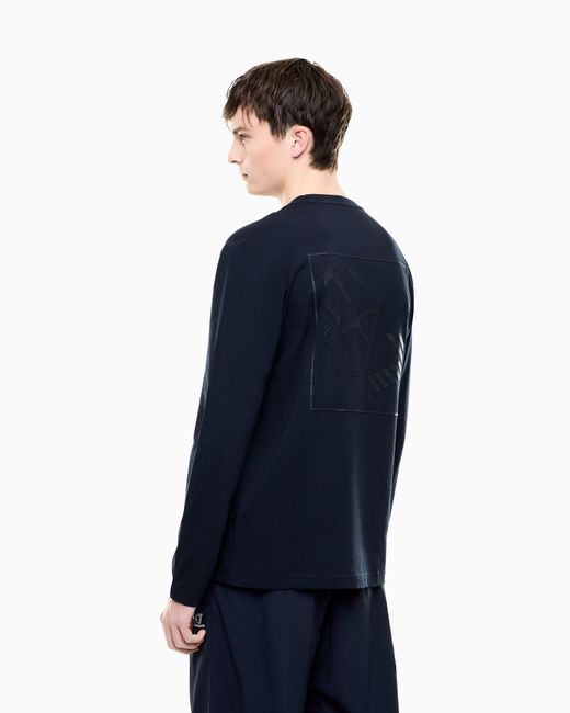 EA7 Blue Logo Series Cotton Jersey Long-Sleeved T-Shirt for men