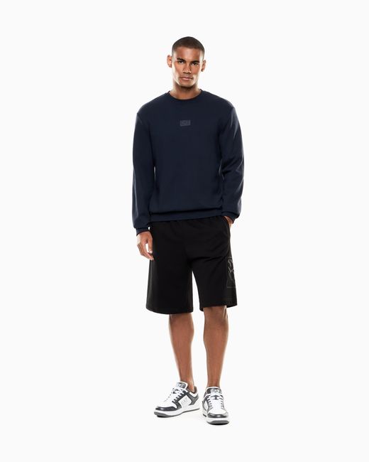 EA7 Blue Logo Series Cotton Crew-Neck Sweatshirt for men