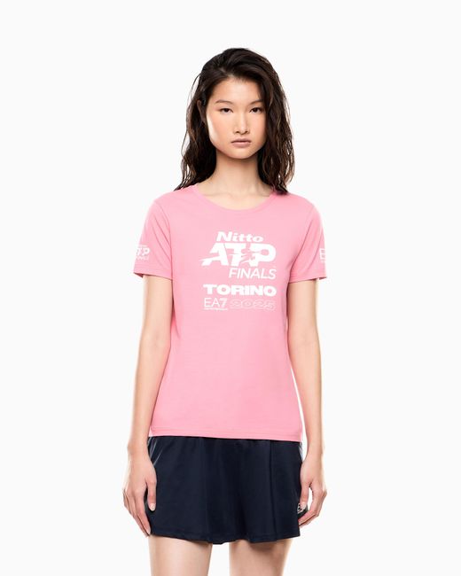 EA7 Pink Nitto Atp Finals Crew Neck T-Shirt With Event Logo