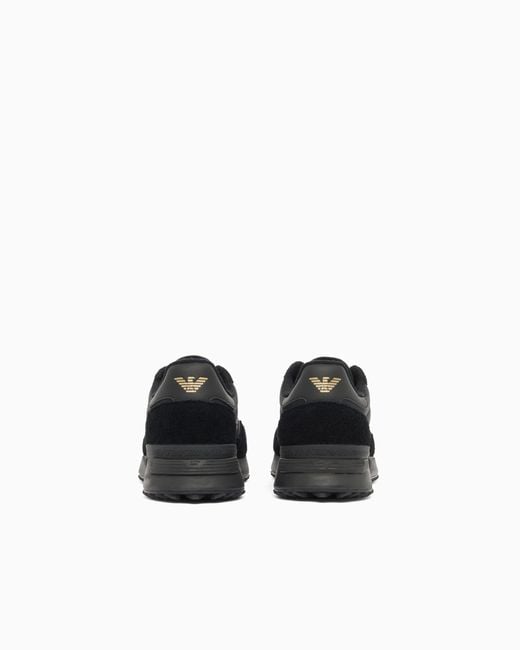 EA7 Black Fabric Sneaker With Suede Inserts Vintage Running