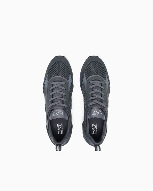 EA7 Blue Sneaker Aus Mesh Mit Profilierter Sohle