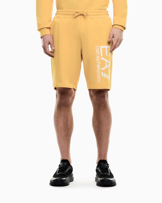 EA7 Yellow Core Identity Cotton Shorts for men