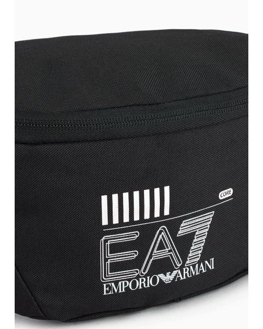 EA7 Black Train Core Recycled Fabric Belt Bag
