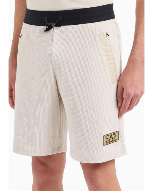 EA7 Gold Label Shorts Aus Stretchgewebe in Natural für Herren