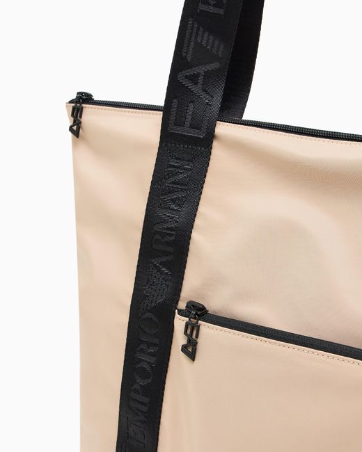 Borsa Shopper Con Logo Tape di EA7 in Natural