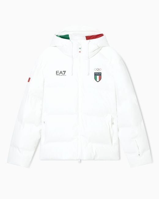 EA7 White Ski Down Jacket for men