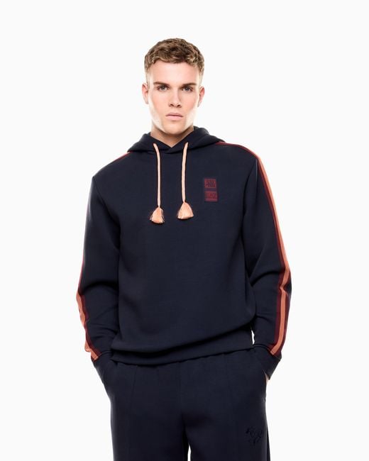 EA7 Blue Lunar New Year Jersey Hooded Sweatshirt for men