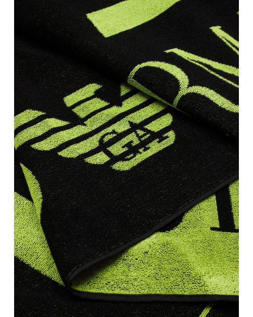 EA7 Green Beach Towel With Oversized Logo