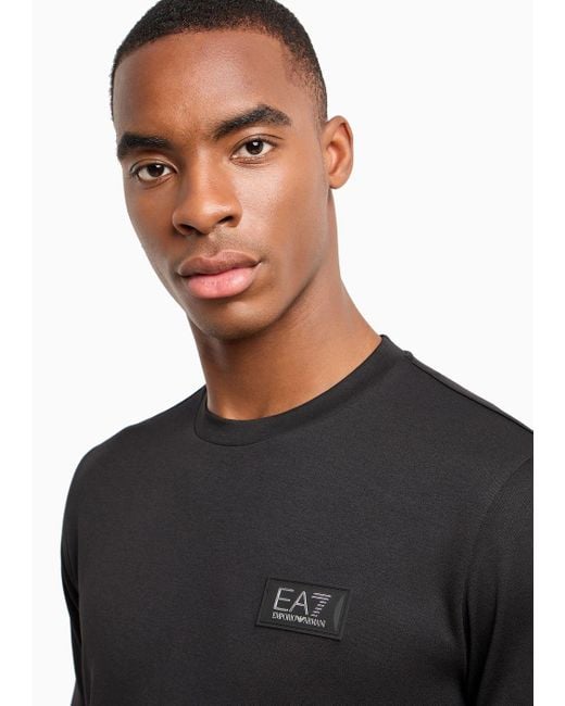 EA7 Lux Identity T-shirt Mit Rundhalsausschnitt Aus Einer Modalmischung in Black für Herren
