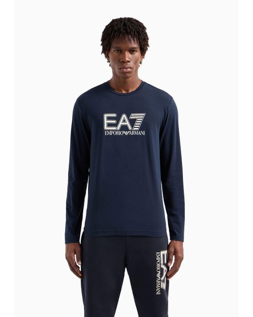 EA7 Blue Long Sleeves T-shirts for men
