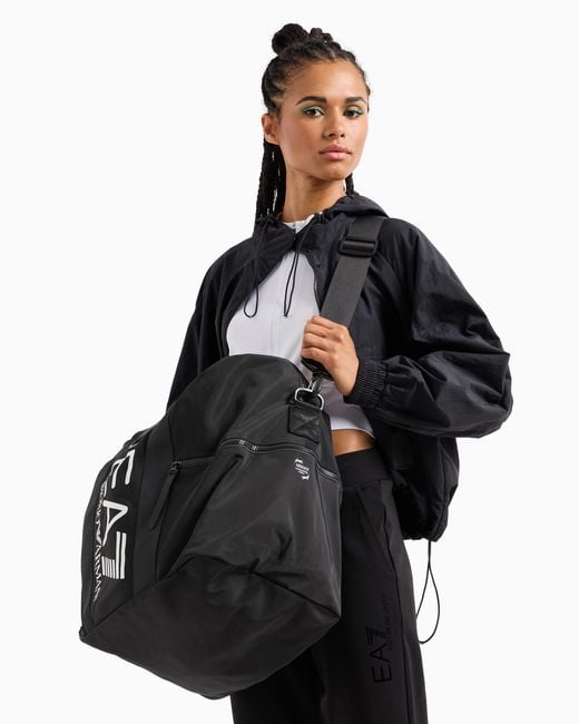EA7 Black Logo Series Sporttasche Aus Recyceltem Stoff