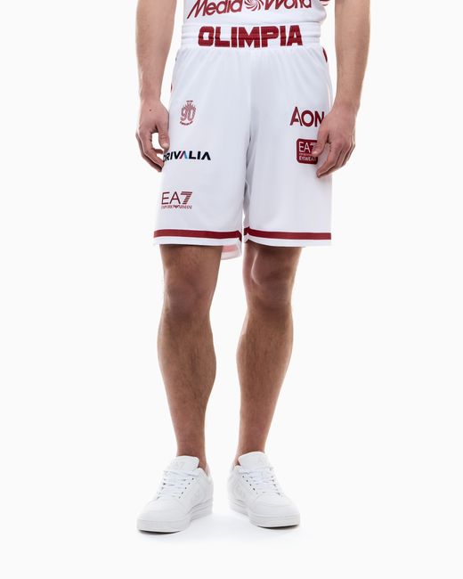 EA7 White Olimpia Milano Championship 25/26 Replica Shorts for men