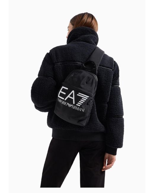EA7 Black Belt Bag In Asv Recycled Fabric