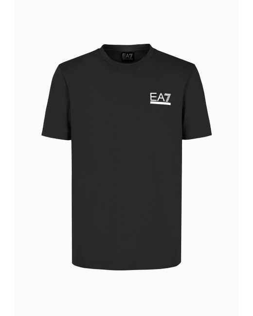 EA7 Black Tennis Club Crew-neck T-shirt In A Stretch Viscose Blend for men