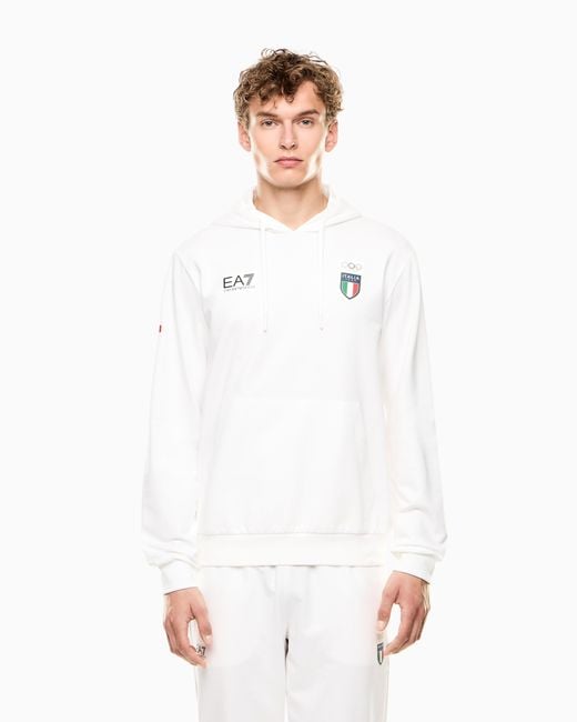 Italia Team Felpa Con Cappuccio di EA7 in White