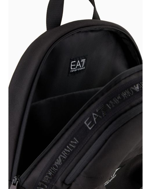 EA7 Black Logo Series Round Backpack In Technical Fabric for men