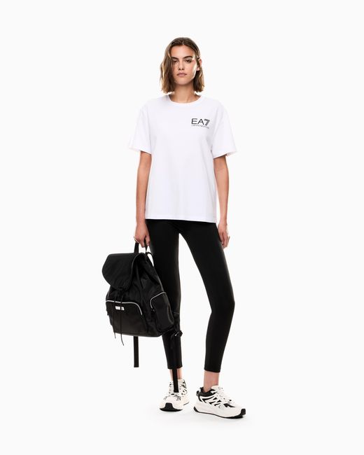 EA7 White Logo Series Cotton Crew-Neck T-Shirt