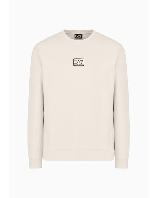 EA7 Core Identity Sweatshirt Mit Rundhalsausschnitt Aus Einer Baumwollmischung in White für Herren