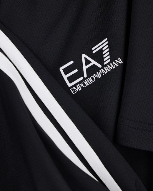 EA7 Black Jersey T-Shirt Tennis Pro Regular Fit With Rib Details for men