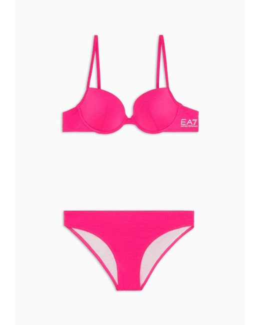 EA7 Pink Push-up Bikini With Logo